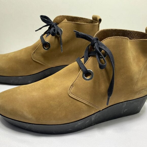 NEW ARCHE Brown Leather Chukka Wedge Boots Women’s 10 - Picture 5 of 11